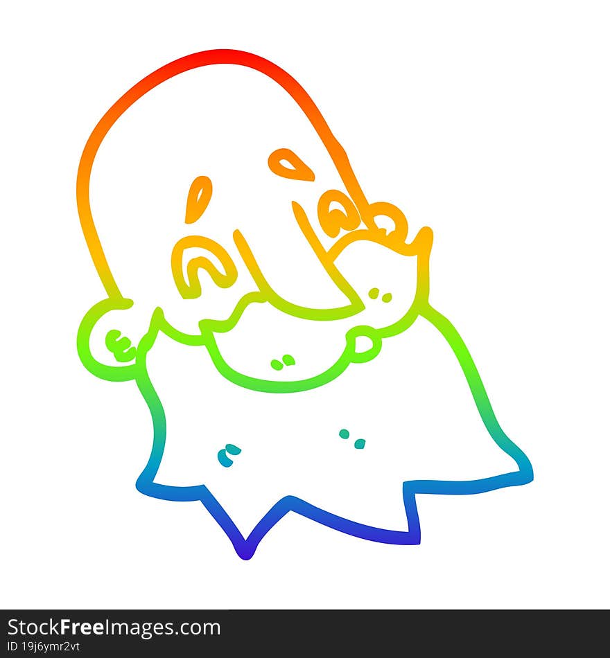 rainbow gradient line drawing cartoon bearded man