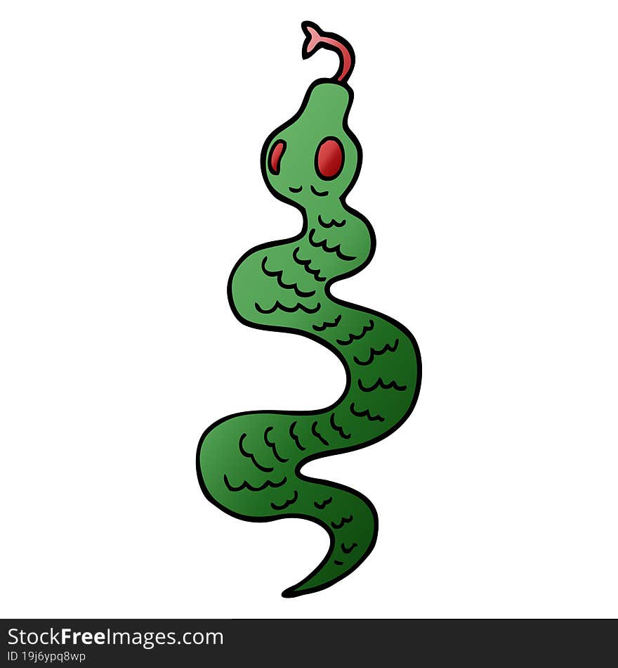 cartoon doodle green snake