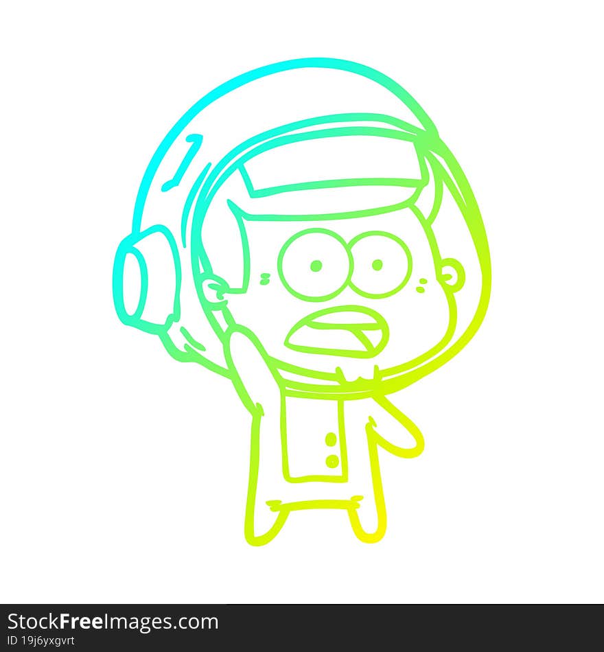 cold gradient line drawing cartoon surprised astronaut