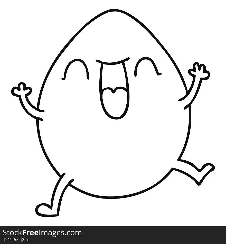 line drawing quirky cartoon egg. line drawing quirky cartoon egg