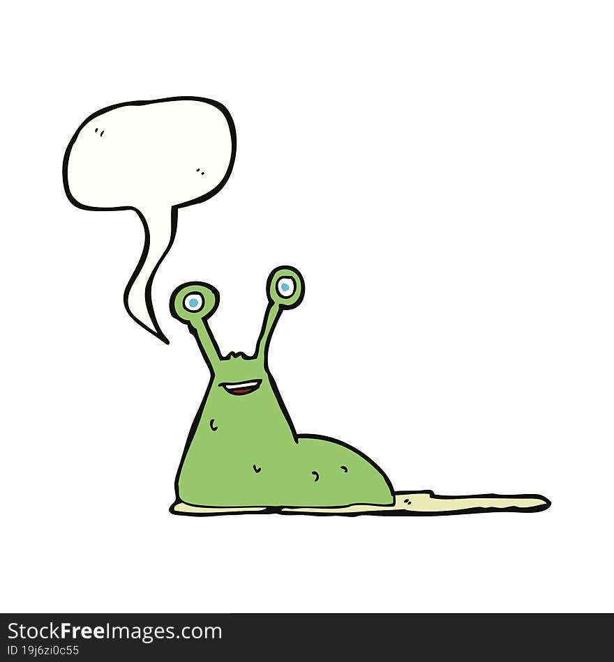 Cartoon Slug With Speech Bubble