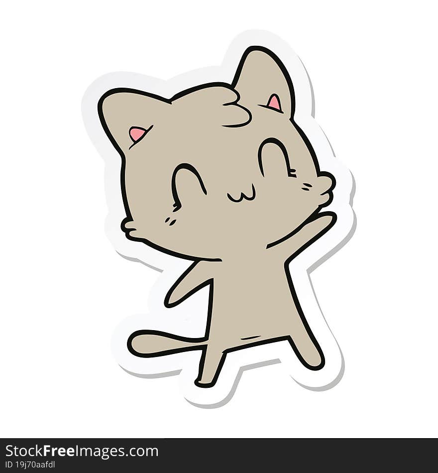 sticker of a cartoon happy cat