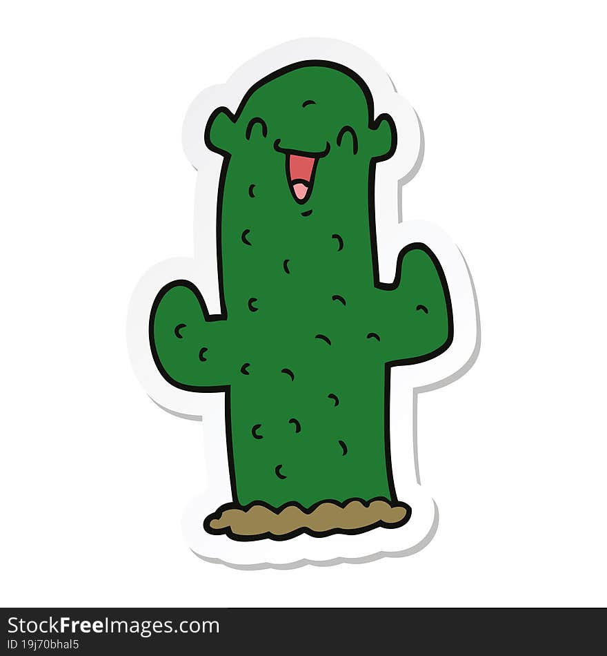 Sticker Of A Cartoon Cactus