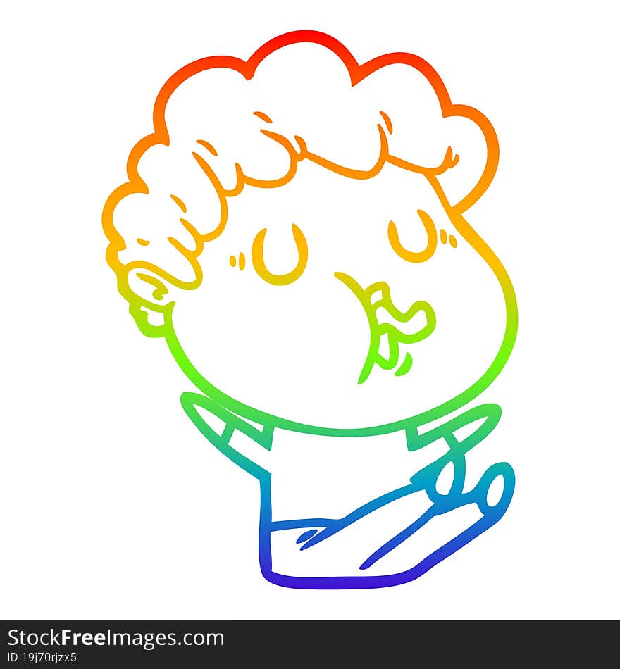 rainbow gradient line drawing cartoon man singing