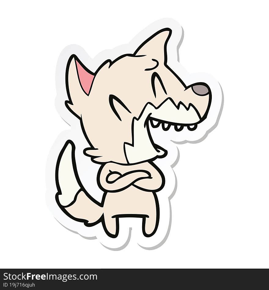 sticker of a laughing fox cartoon