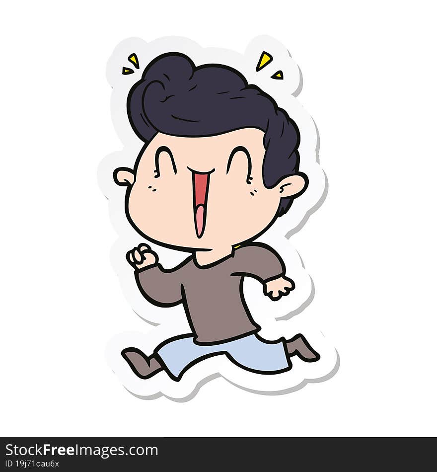 sticker of a cartoon excited man