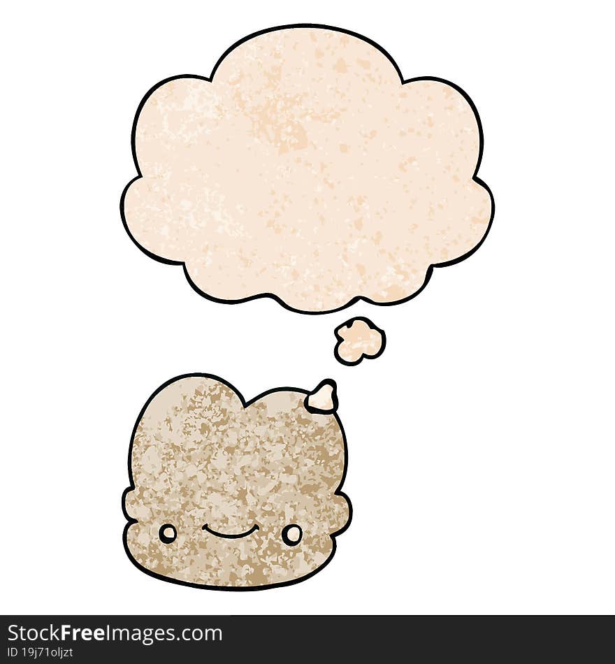 cartoon cloud and thought bubble in grunge texture pattern style