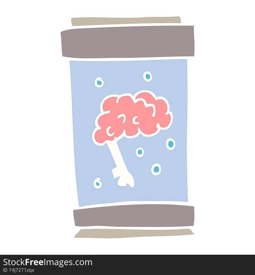 cartoon doodle brain in jar