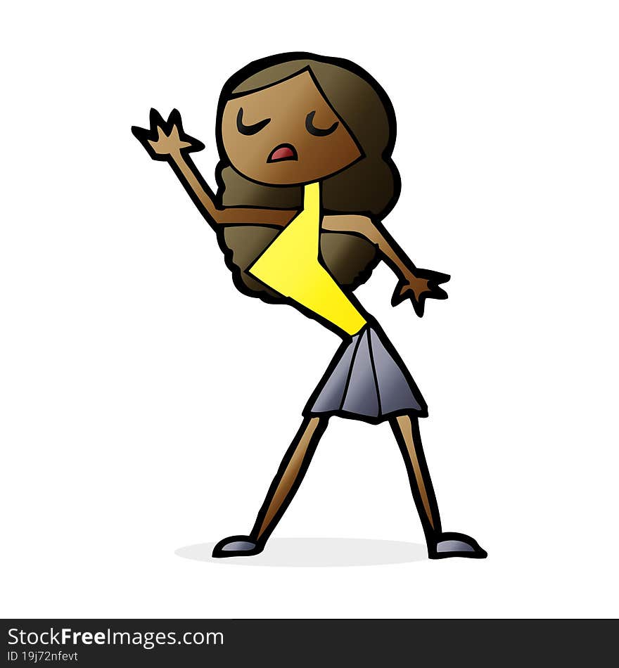 cartoon woman dancing