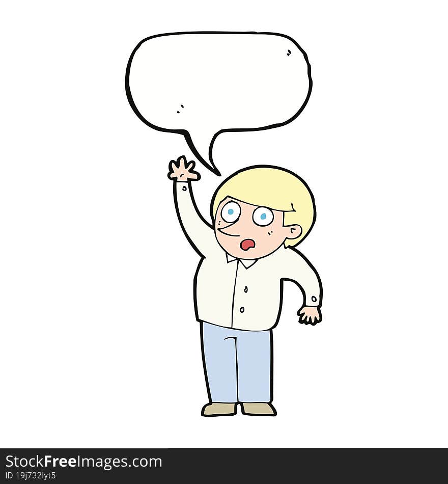 Cartoon Man Asking Question With Speech Bubble