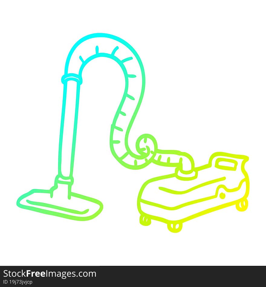 Cold Gradient Line Drawing Cartoon Vacuum Hoover