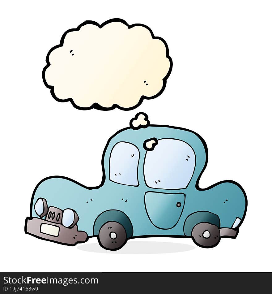 cartoon car with thought bubble