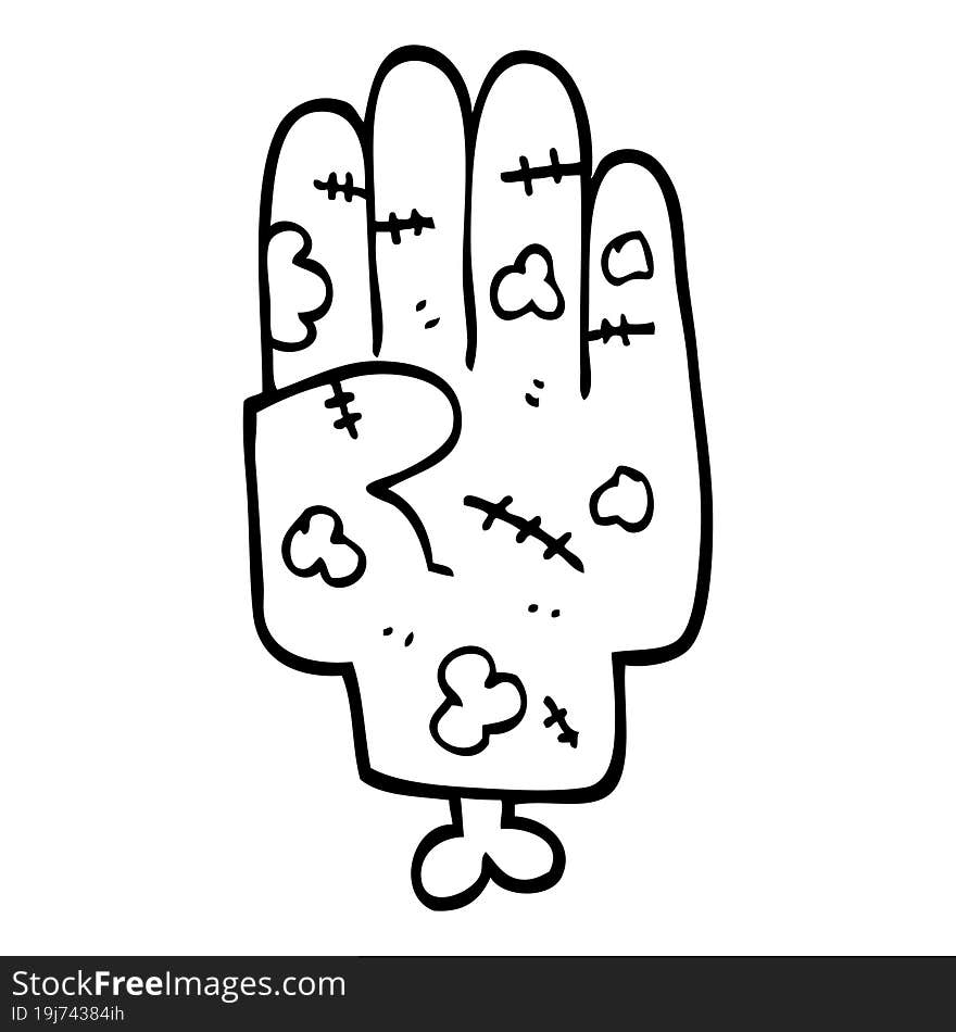 black and white cartoon zombie hand