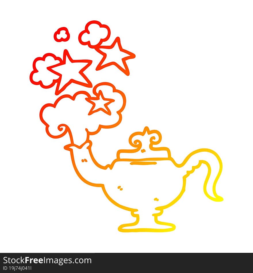 warm gradient line drawing cartoon magic lamp