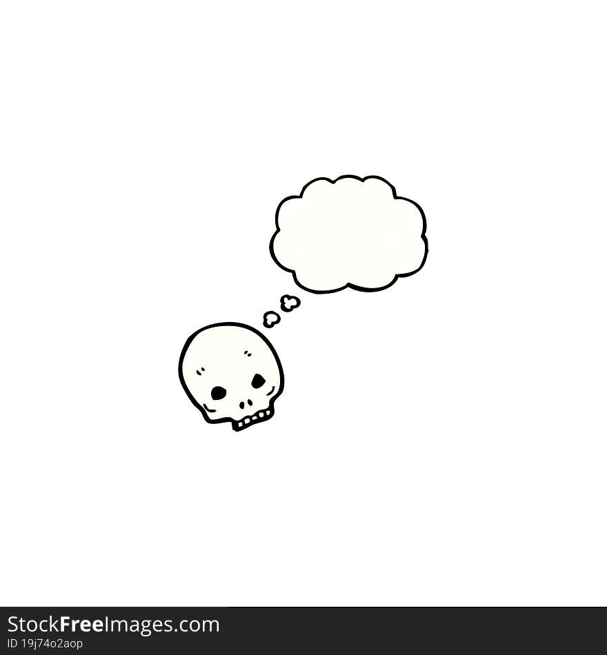 cartoon skull with thought bubble