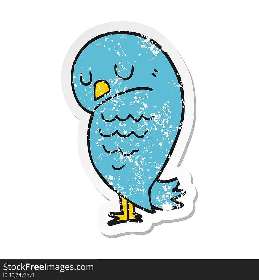 distressed sticker of a cartoon bird