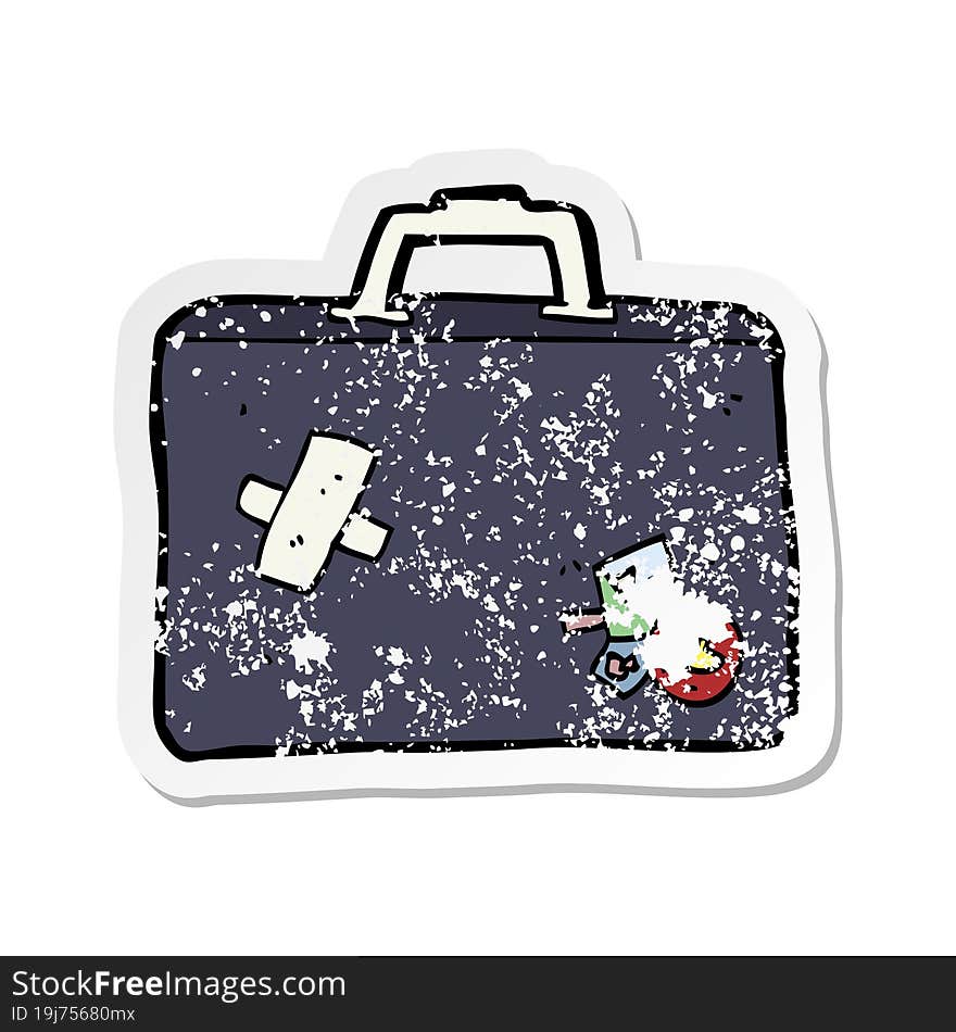 Retro Distressed Sticker Of A Cartoon Luggage