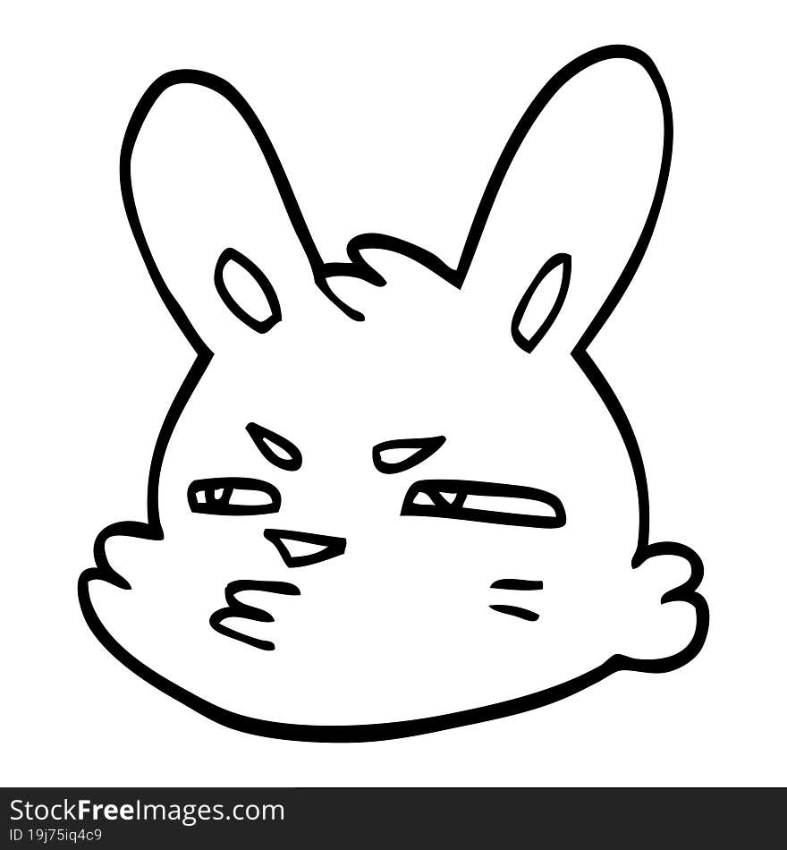 line drawing cartoon moody rabbit