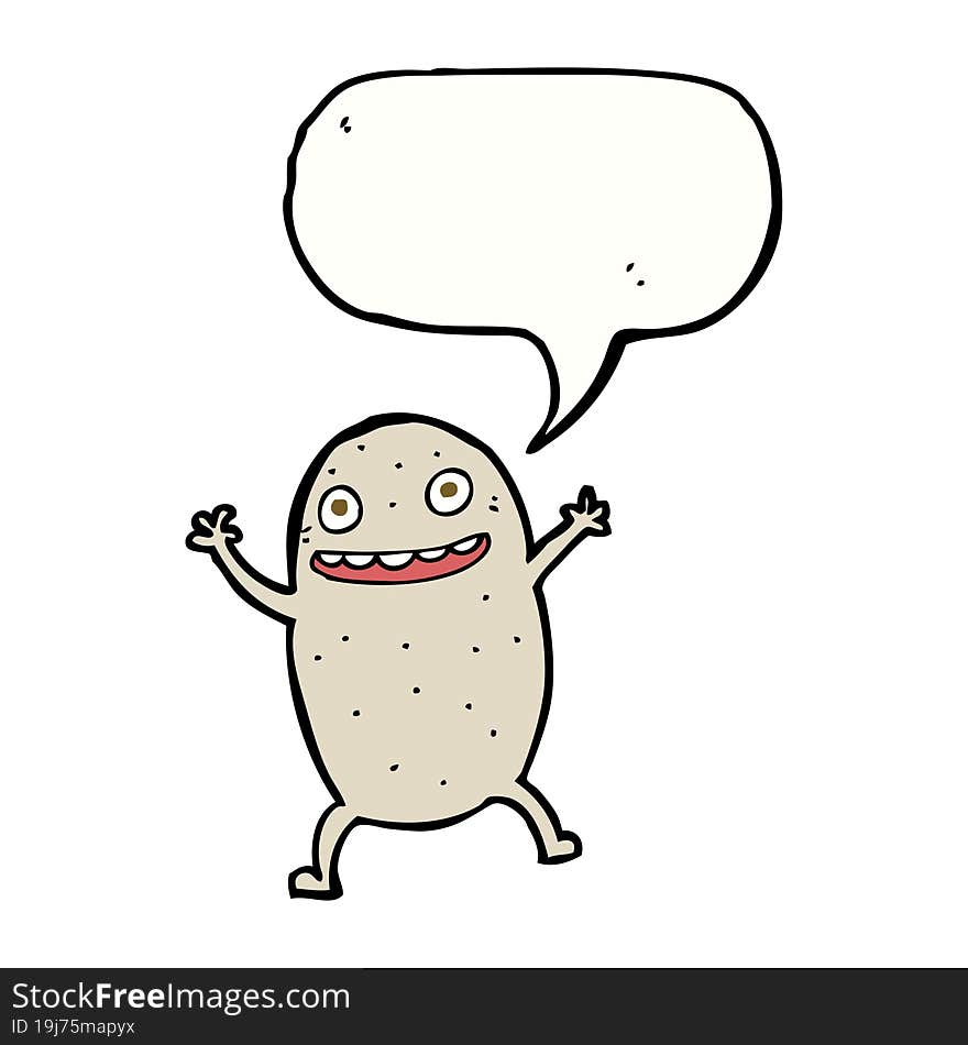 Cartoon Happy Potato With Speech Bubble