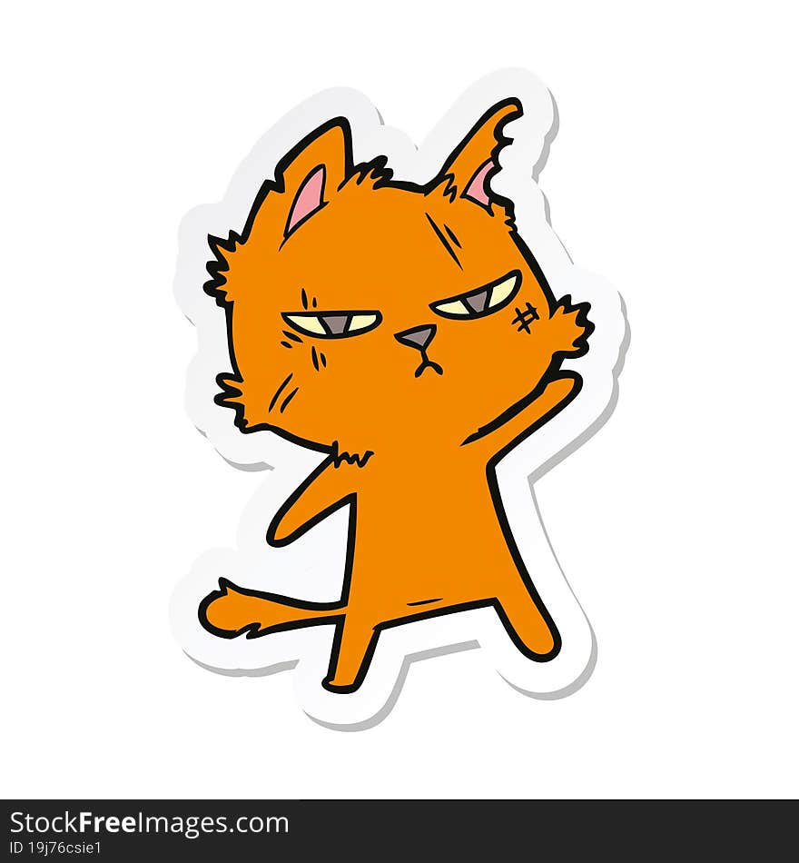 sticker of a tough cartoon cat