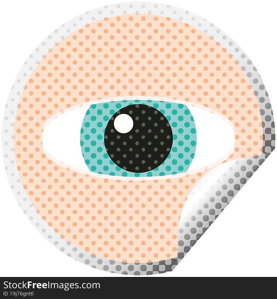 staring eye graphic vector illustration circular sticker. staring eye graphic vector illustration circular sticker