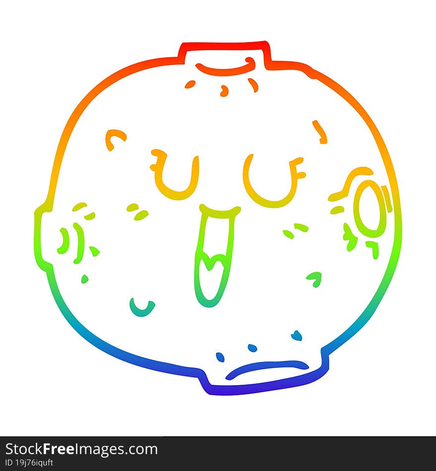 rainbow gradient line drawing of a cartoon shining moon