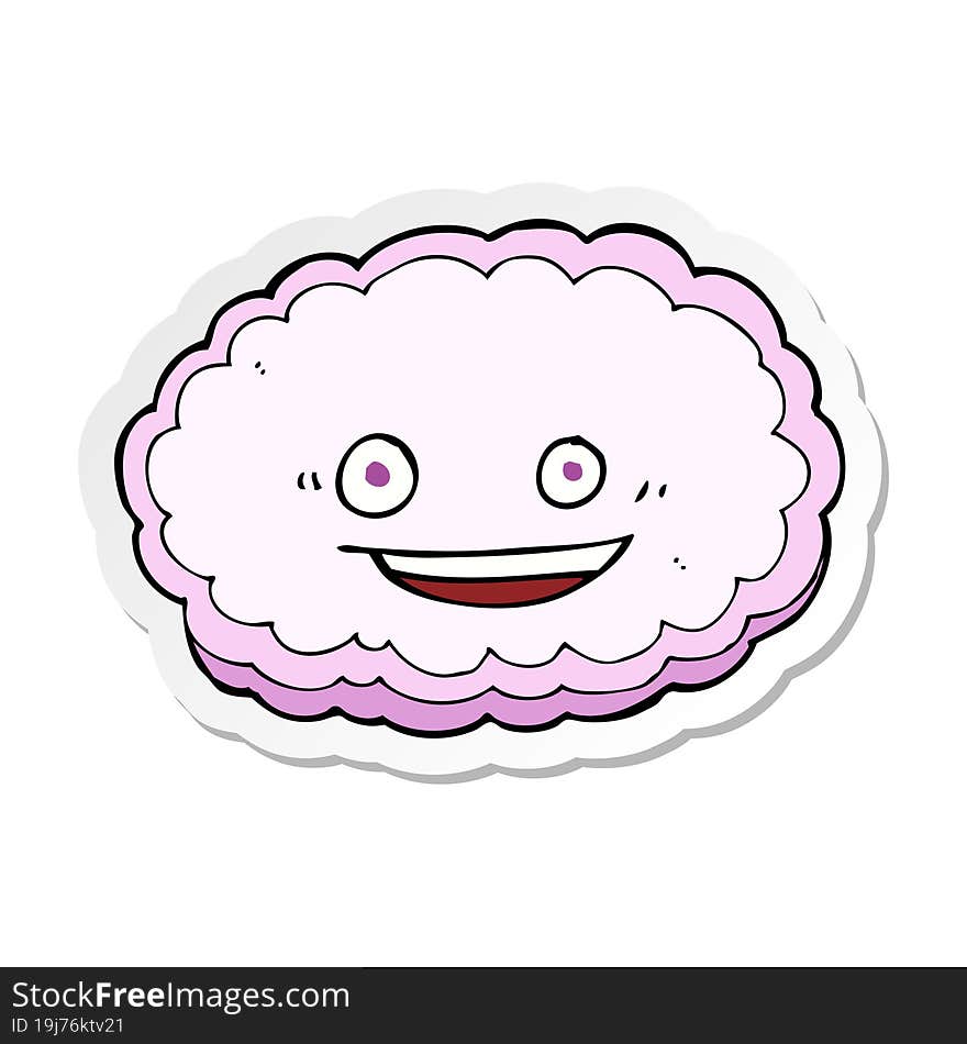 sticker of a cartoon happy pink cloud