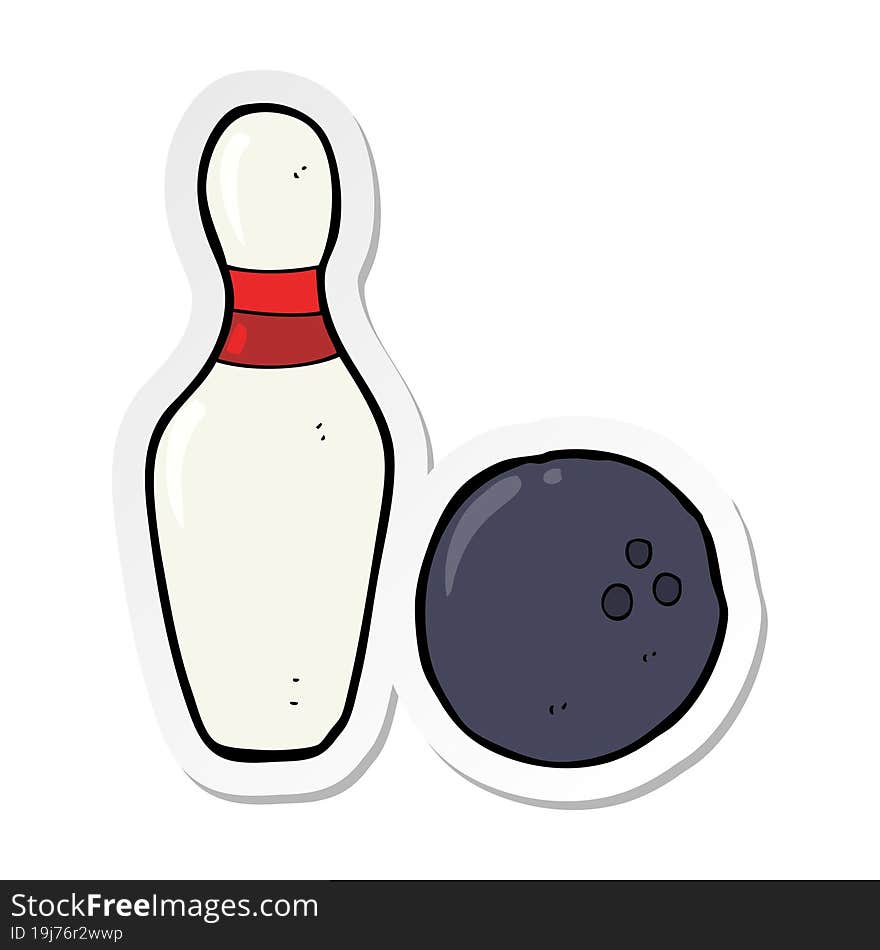 sticker of a ten pin bowling cartoon