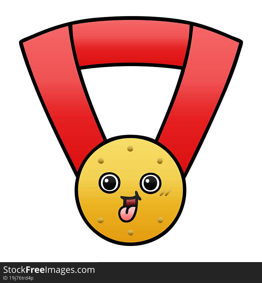 gradient shaded cartoon gold medal