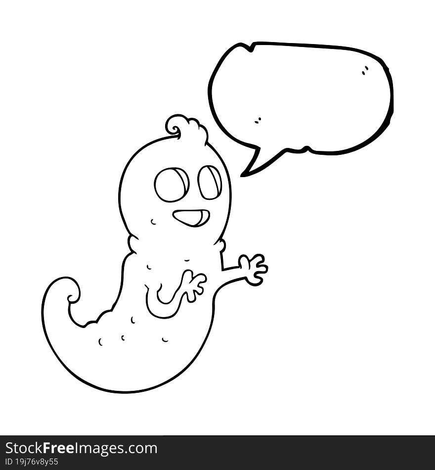 freehand drawn speech bubble cartoon ghost