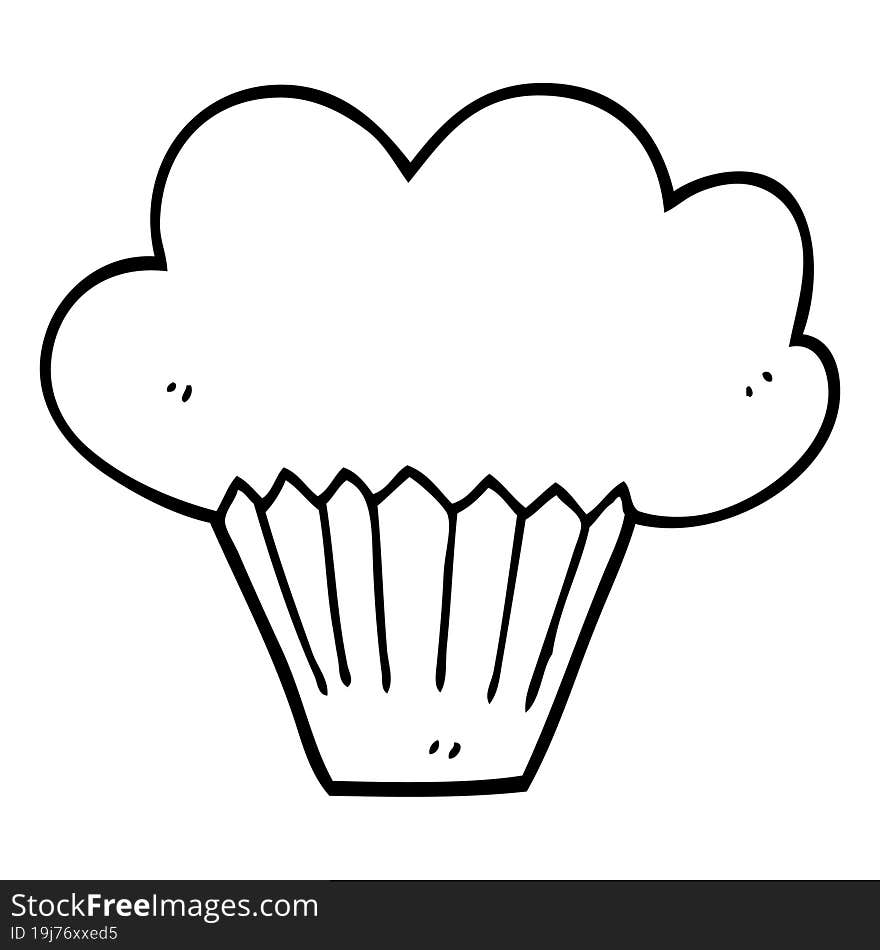 line drawing cartoon cupcake