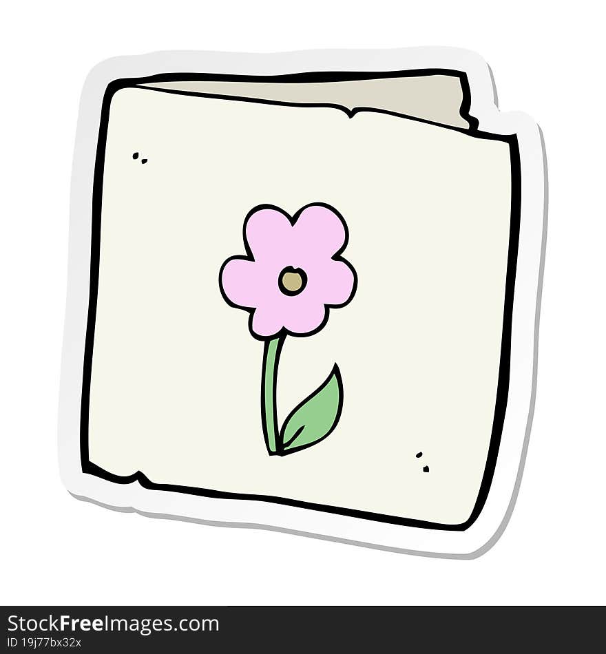 sticker of a cartoon flower greeting card