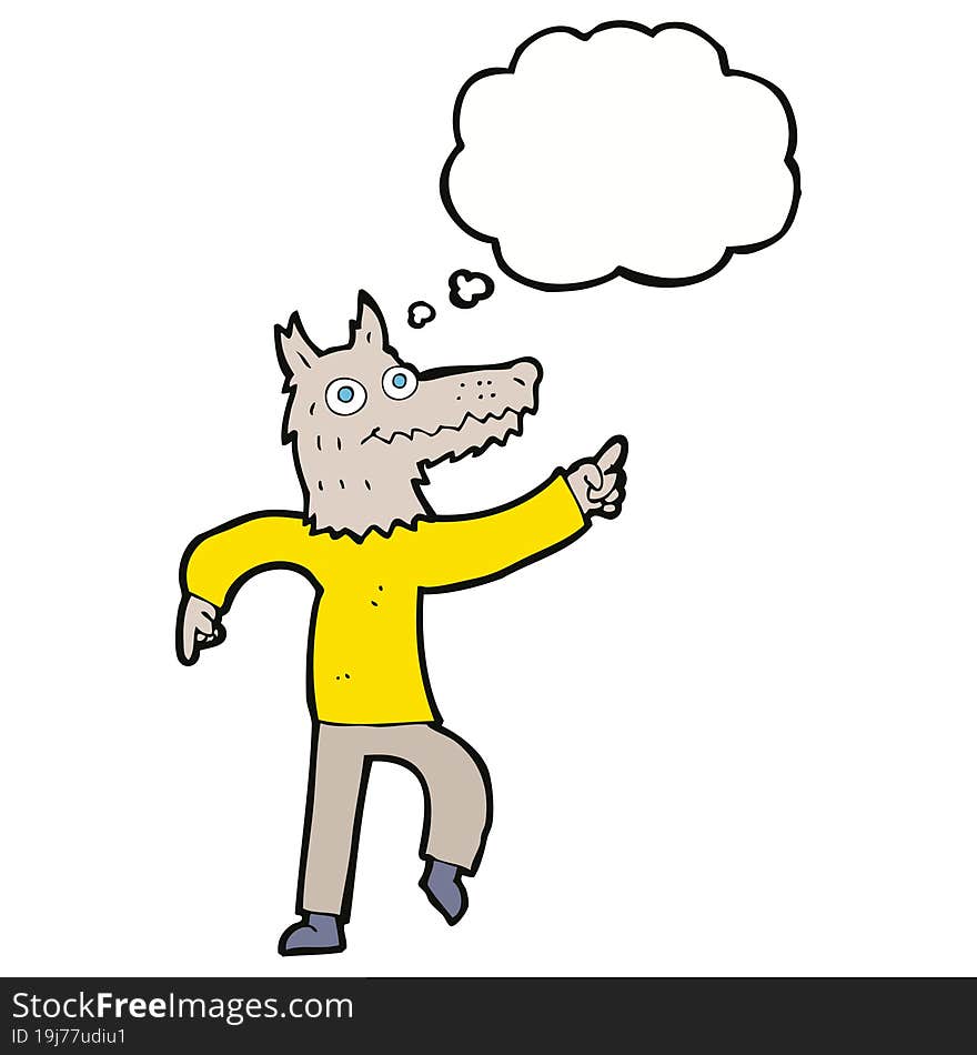 Cartoon Wolf Man With Thought Bubble