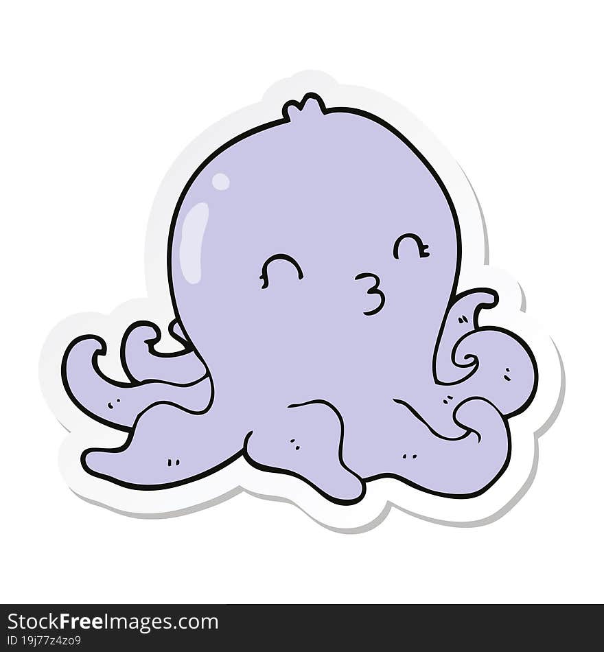 Sticker Of A Cartoon Octopus