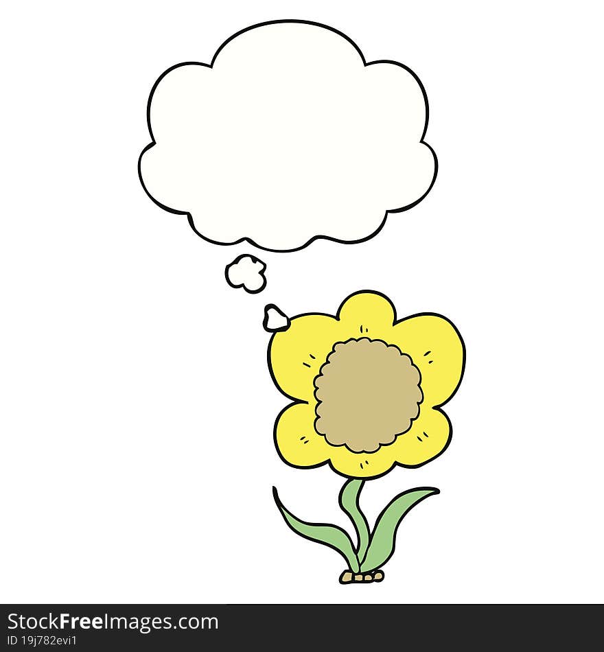 Cartoon Flower And Thought Bubble