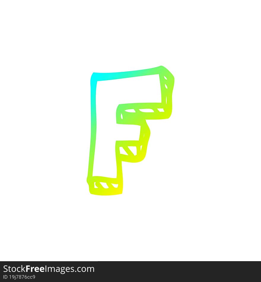 cold gradient line drawing cartoon letter f