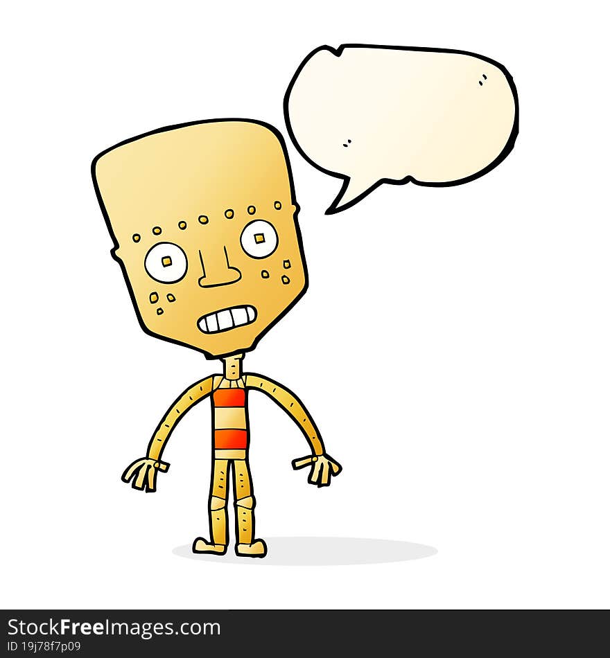 cartoon robot with speech bubble