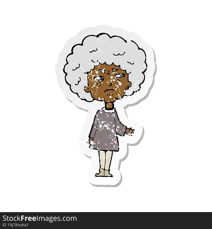 retro distressed sticker of a cartoon old lady