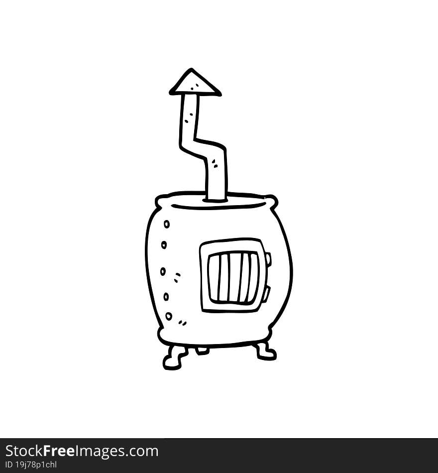 line drawing cartoon old wood burner