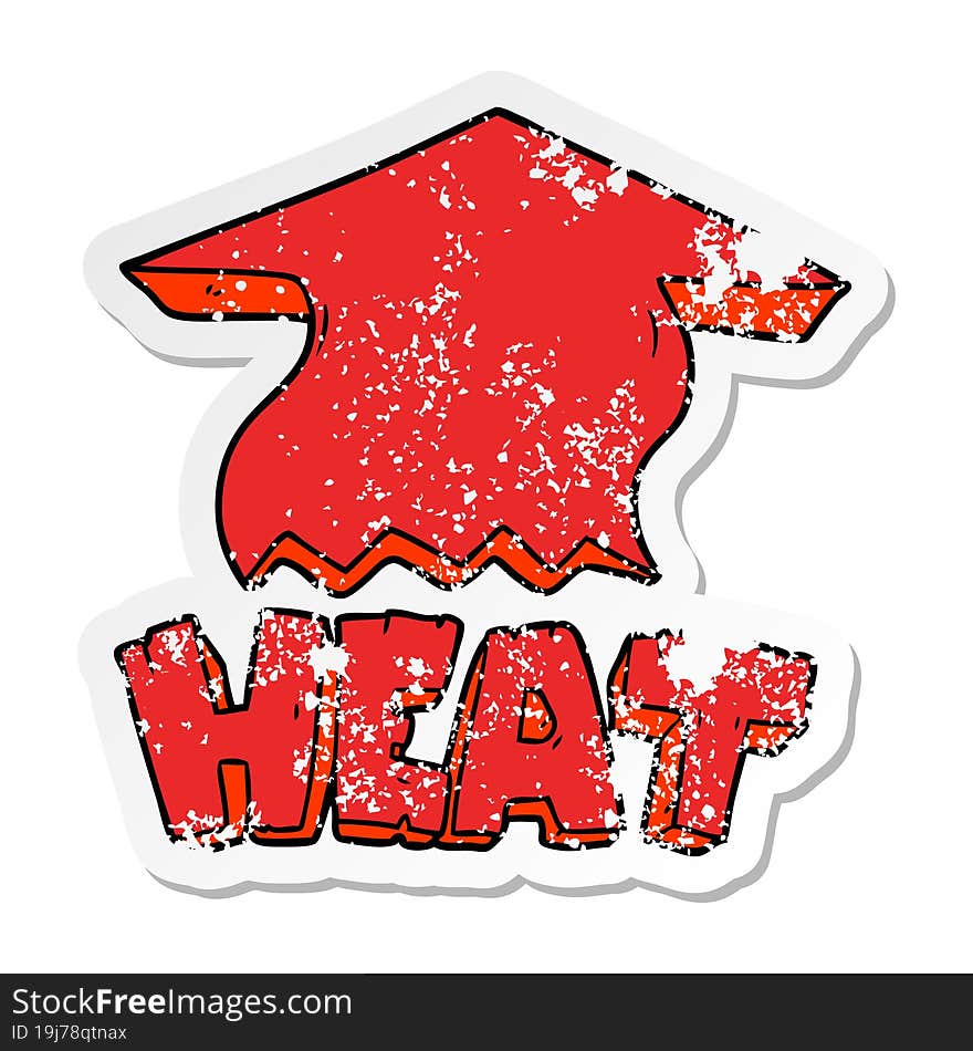 Distressed Sticker Of A Cartoon Heat Symbol