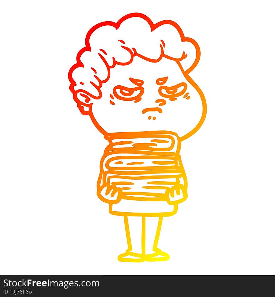 warm gradient line drawing cartoon angry man