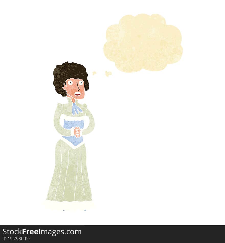 Cartoon Shocked Victorian Woman With Thought Bubble