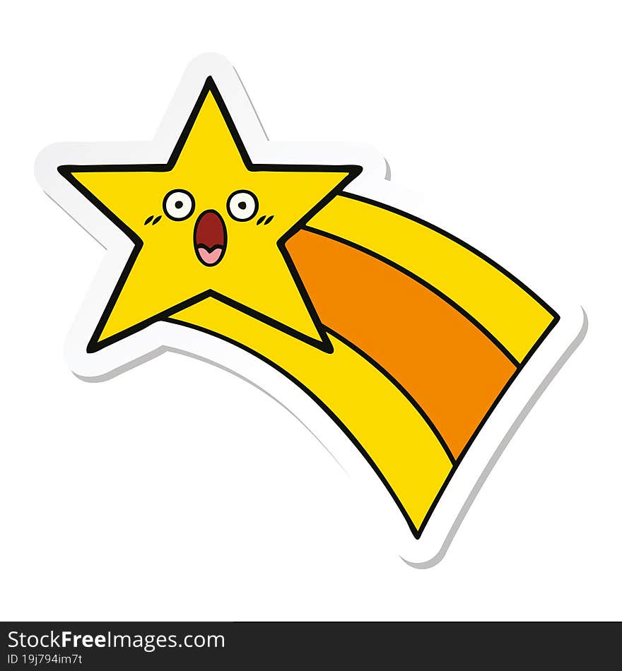 Sticker Of A Cute Cartoon Shooting Rainbow Star