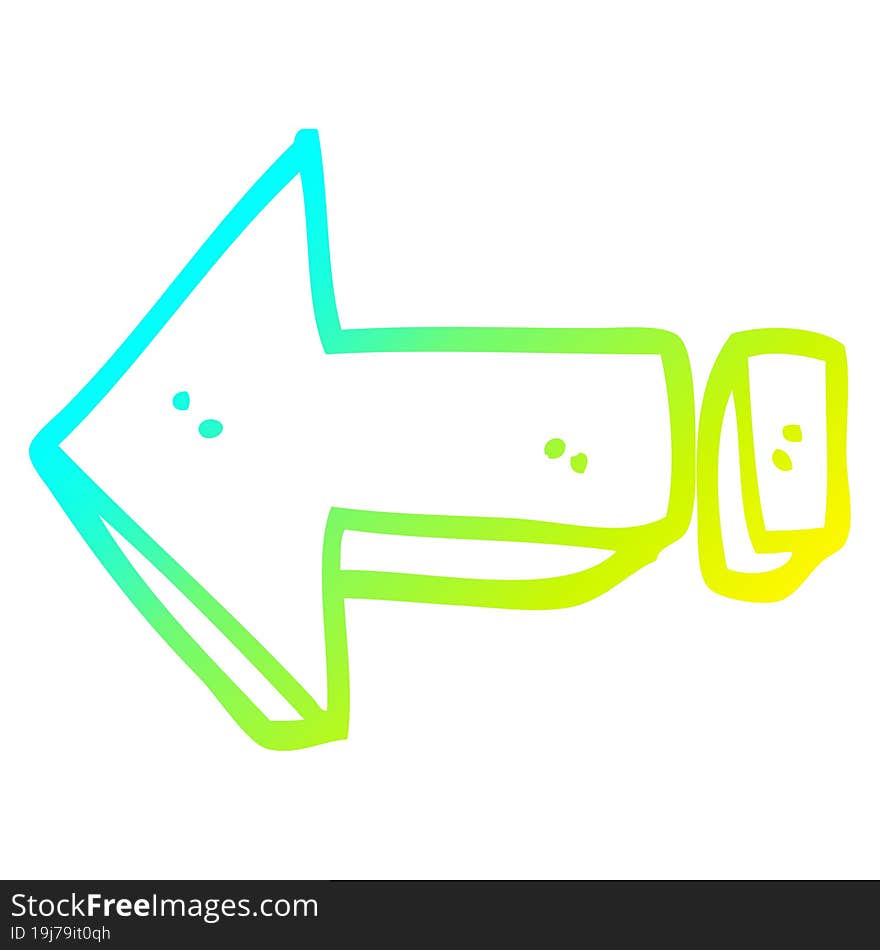 cold gradient line drawing cartoon arrow pointing direction