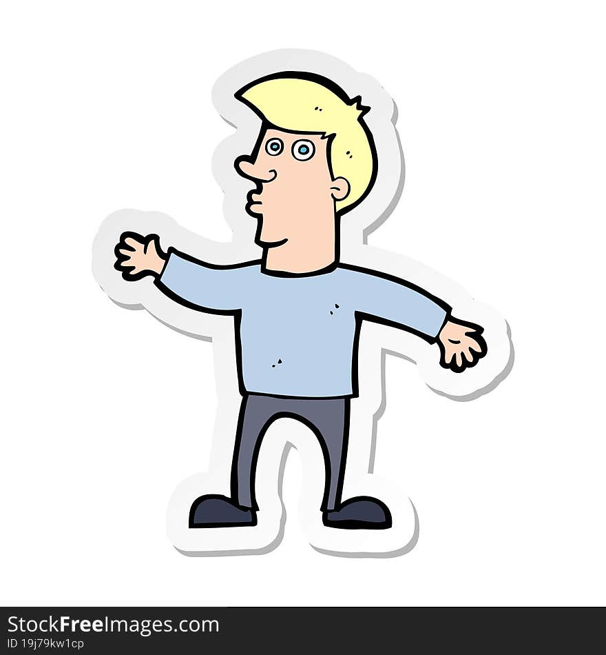 Sticker Of A Cartoon Worried Man