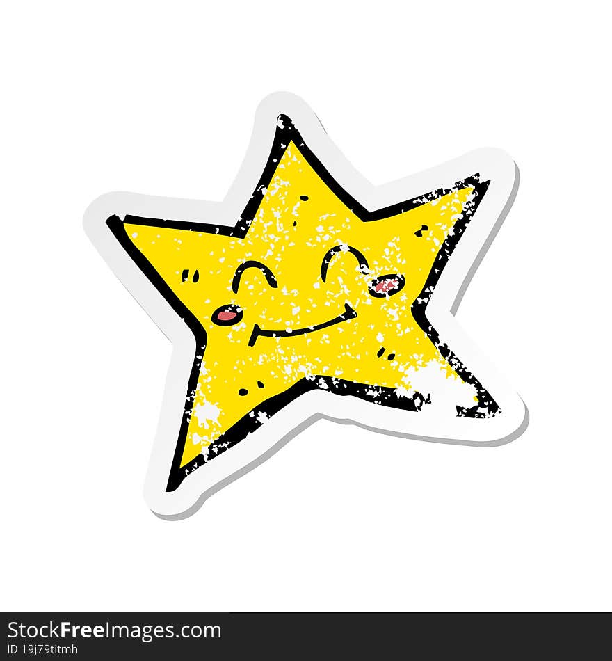 retro distressed sticker of a cartoon star character