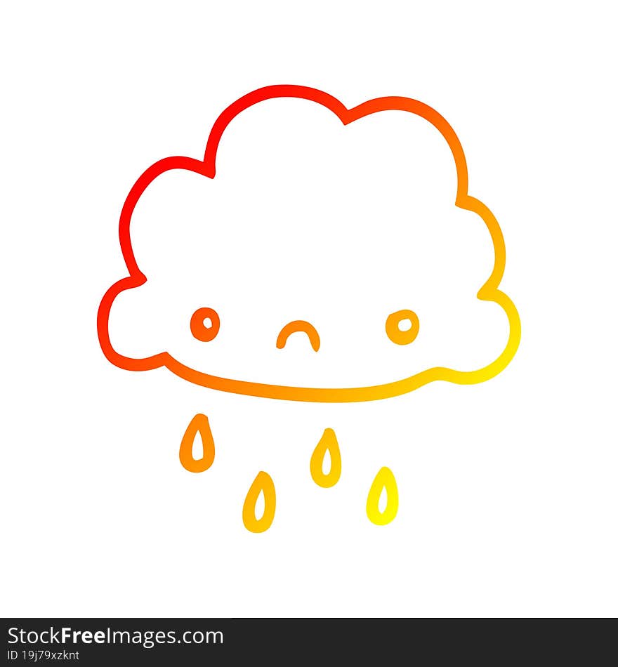 warm gradient line drawing cartoon storm cloud