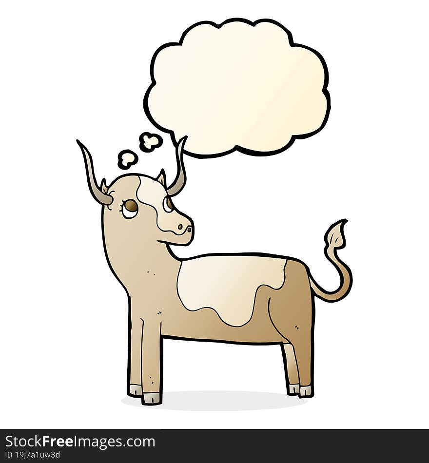 cartoon cow with thought bubble