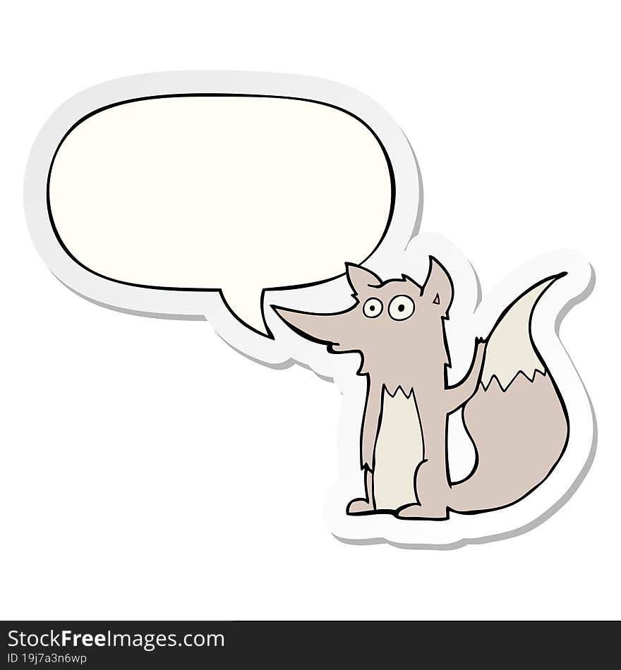 cartoon wolf and speech bubble sticker