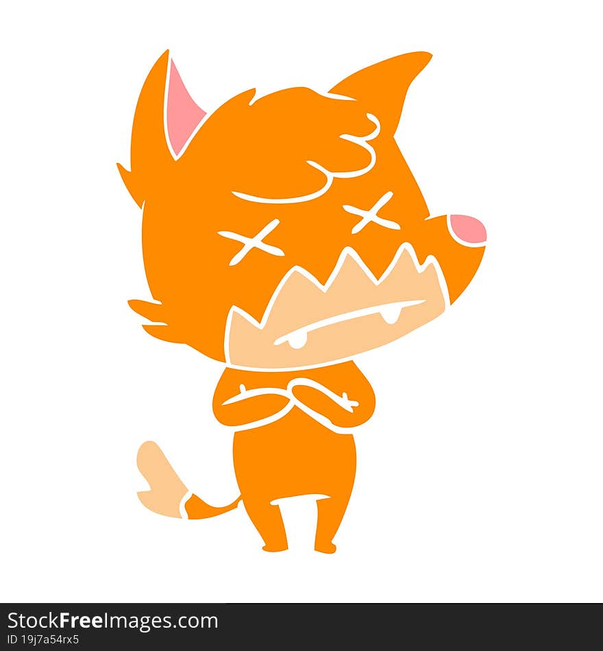 Flat Color Style Cartoon Cross Eyed Fox